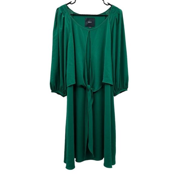 Anthropologie Maeve Valparaiso Emerald Green‎ Tie Front Midi Dress Size 10 - Picture 1 of 9